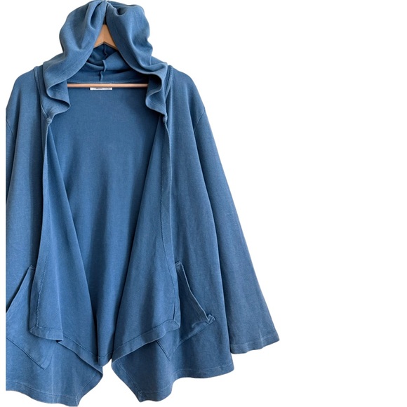 JESS & JANE Boho Lagenlook Minimalist Oversized Lightweight Hooded Jacket Sz XL - Picture 4 of 9